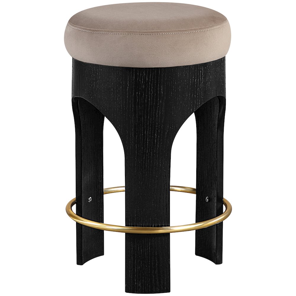 Bocceli Taupe Velvet Upholstered Counter Stool. Picture 2