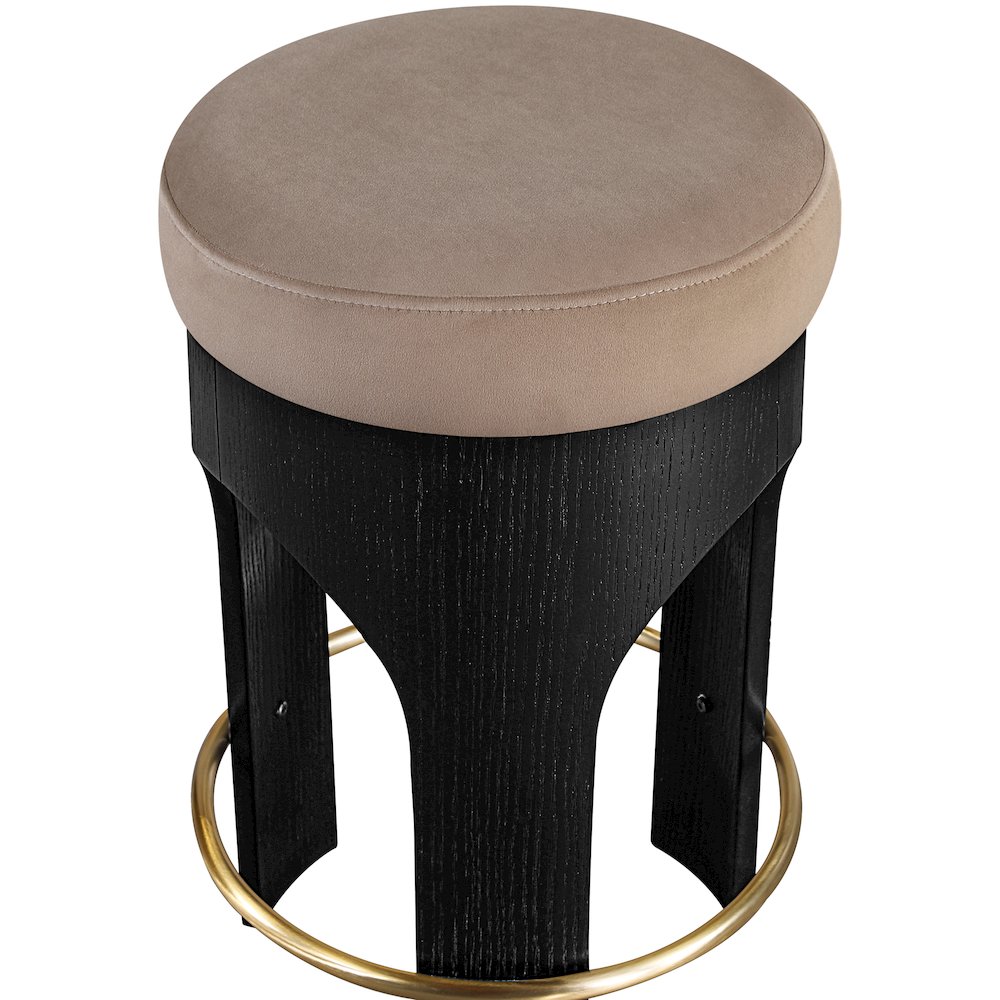 Bocceli Taupe Velvet Upholstered Counter Stool. Picture 3