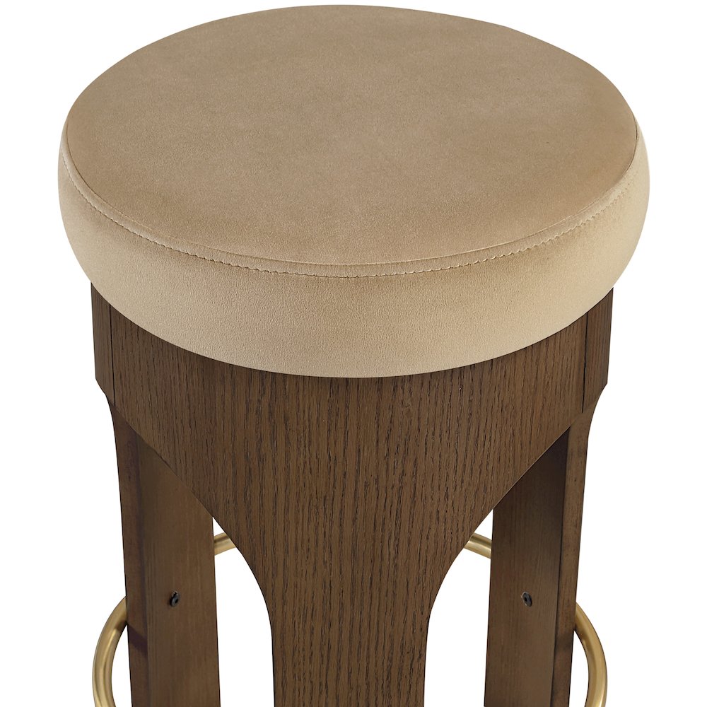 Bocceli Beige Velvet Upholstered Counter Stool. Picture 7