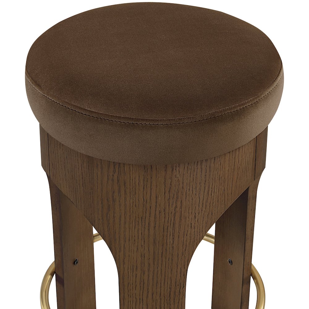 Bocceli Brown Velvet Upholstered Counter Stool. Picture 7