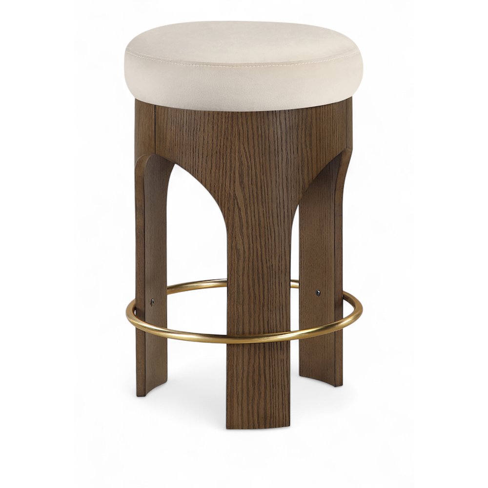Bocceli Cream Velvet Upholstered Counter Stool. Picture 1