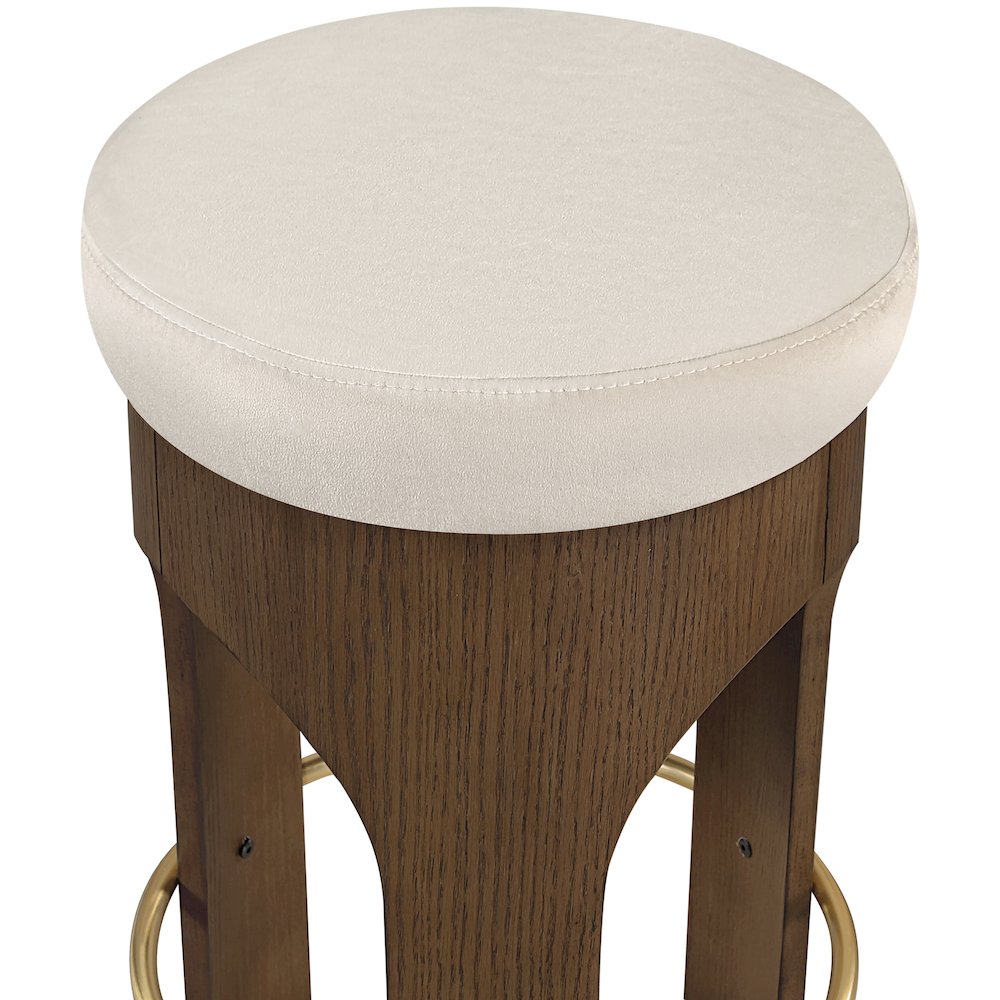 Bocceli Cream Velvet Upholstered Counter Stool. Picture 7