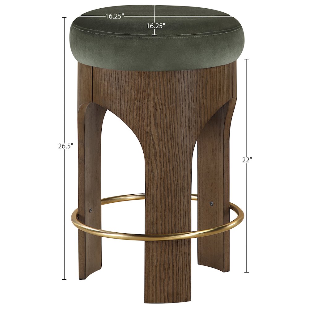 Bocceli Green Velvet Upholstered Counter Stool. Picture 4