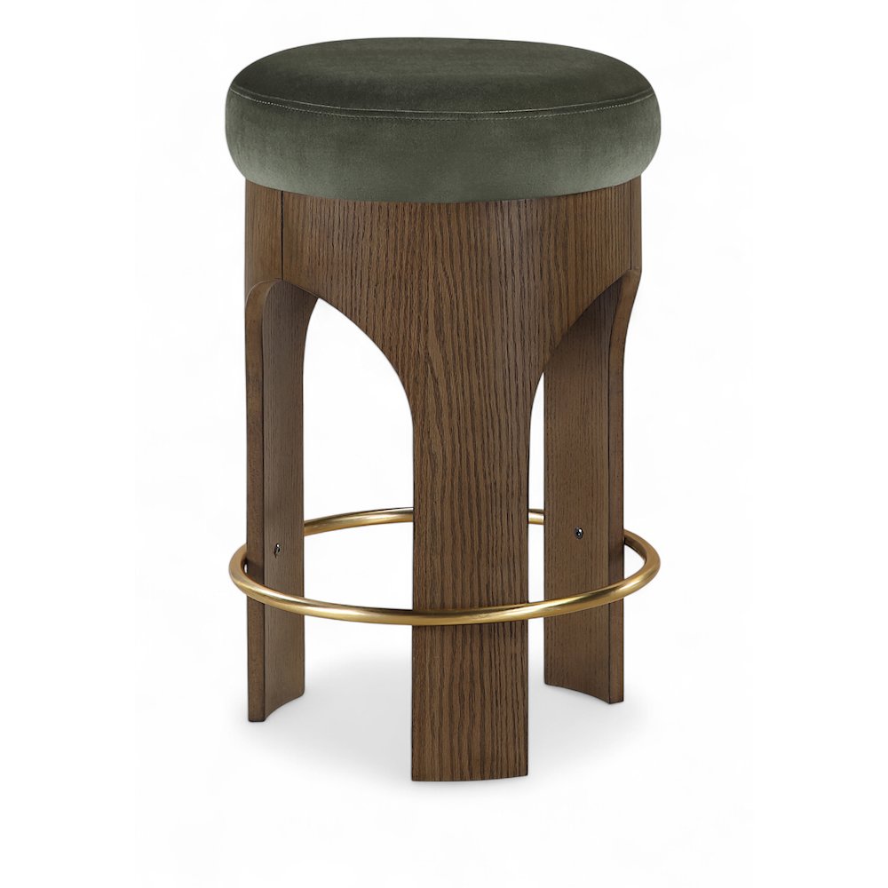 Bocceli Green Velvet Upholstered Counter Stool. Picture 1