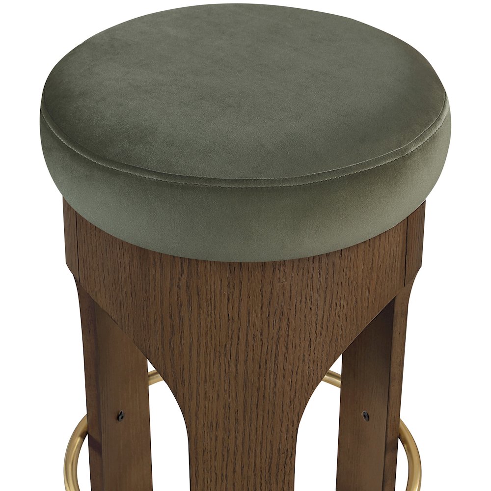 Bocceli Green Velvet Upholstered Counter Stool. Picture 7
