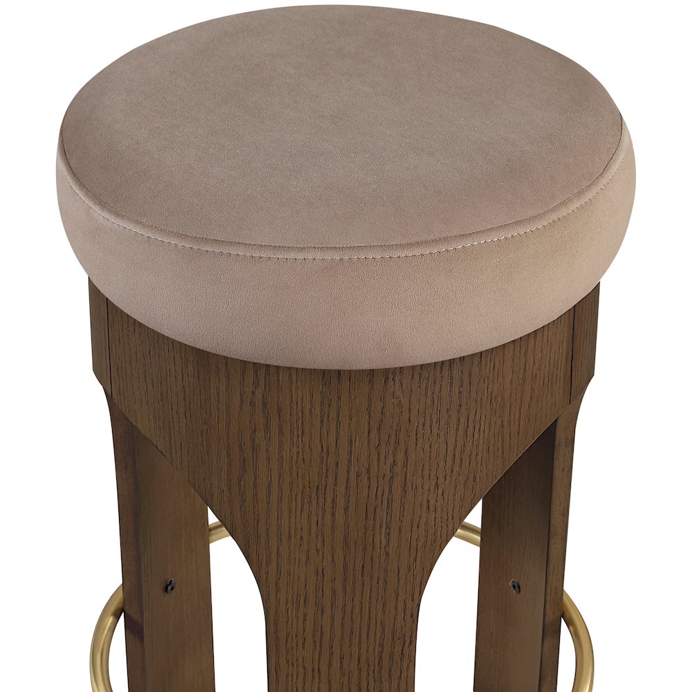 Bocceli Taupe Velvet Upholstered Counter Stool. Picture 7