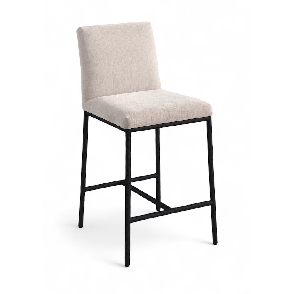 Reeves Beige Chenille Fabric Upholstered Counter Stool, Set of 2. Picture 2