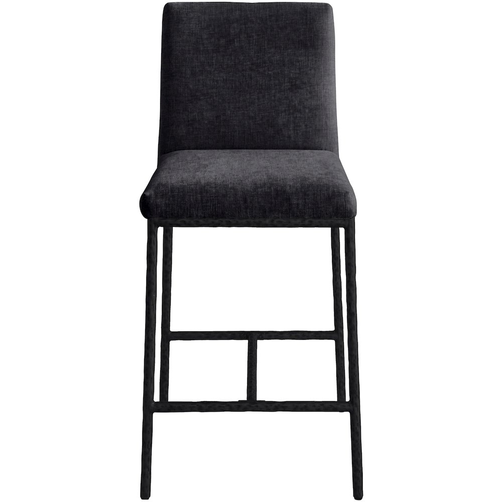 Reeves Black Chenille Fabric Upholstered Counter Stool, Set of 2. Picture 7