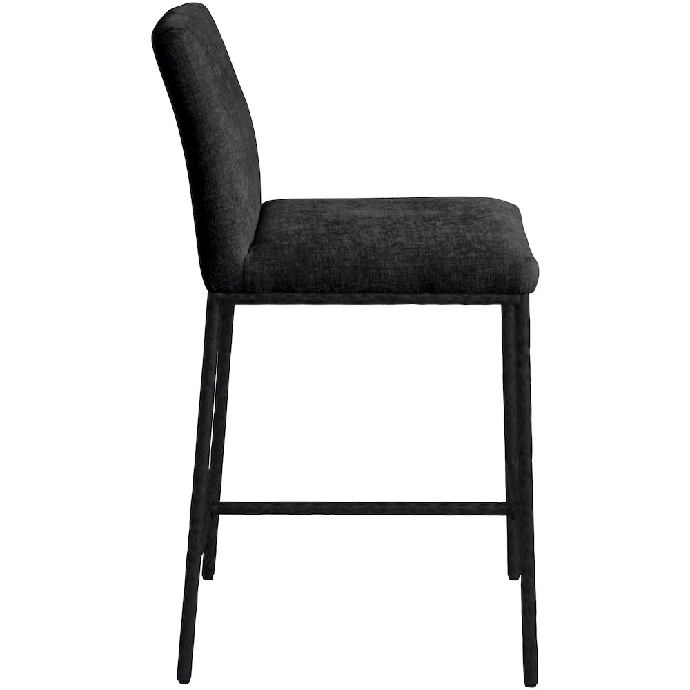 Reeves Black Chenille Fabric Upholstered Counter Stool, Set of 2. Picture 3