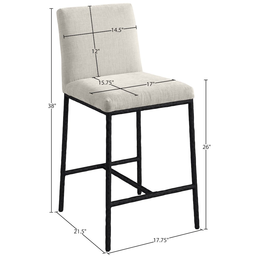 Reeves Cream Chenille Fabric Upholstered Counter Stool, Set of 2. Picture 9
