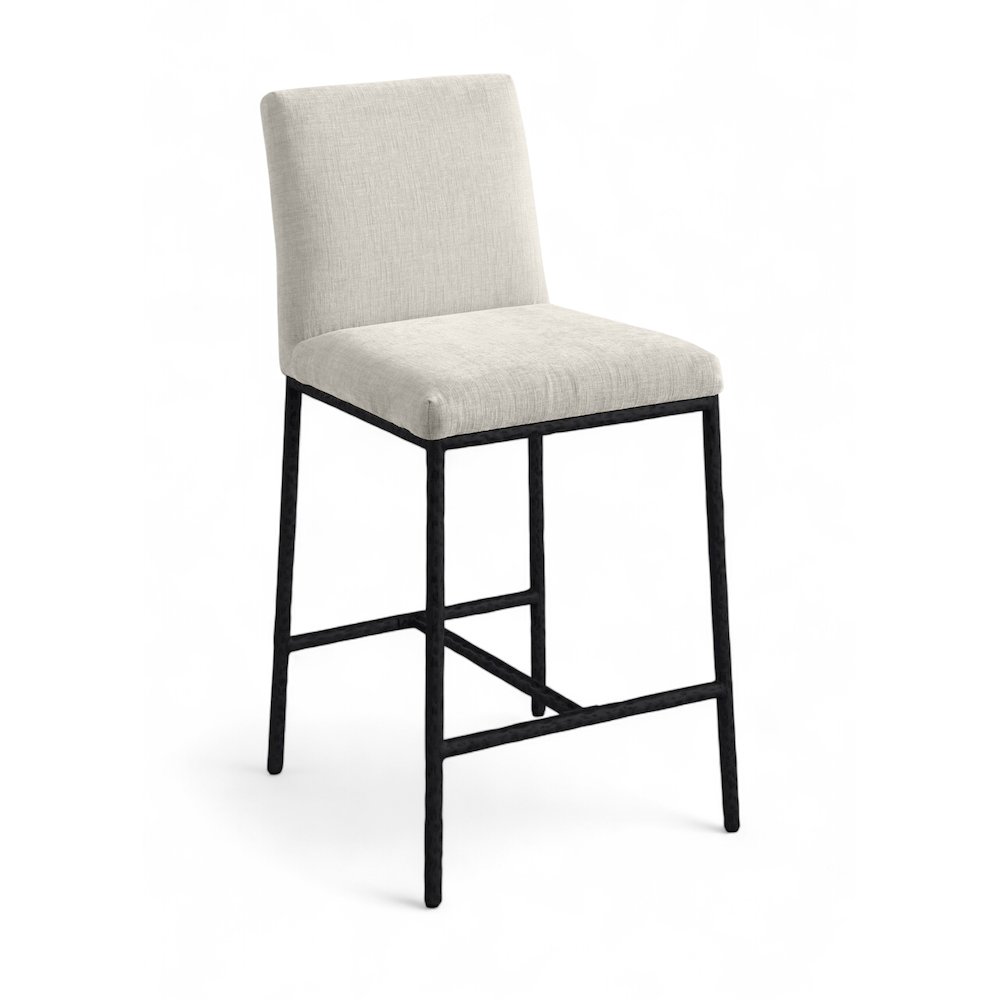 Reeves Cream Chenille Fabric Upholstered Counter Stool, Set of 2. Picture 2