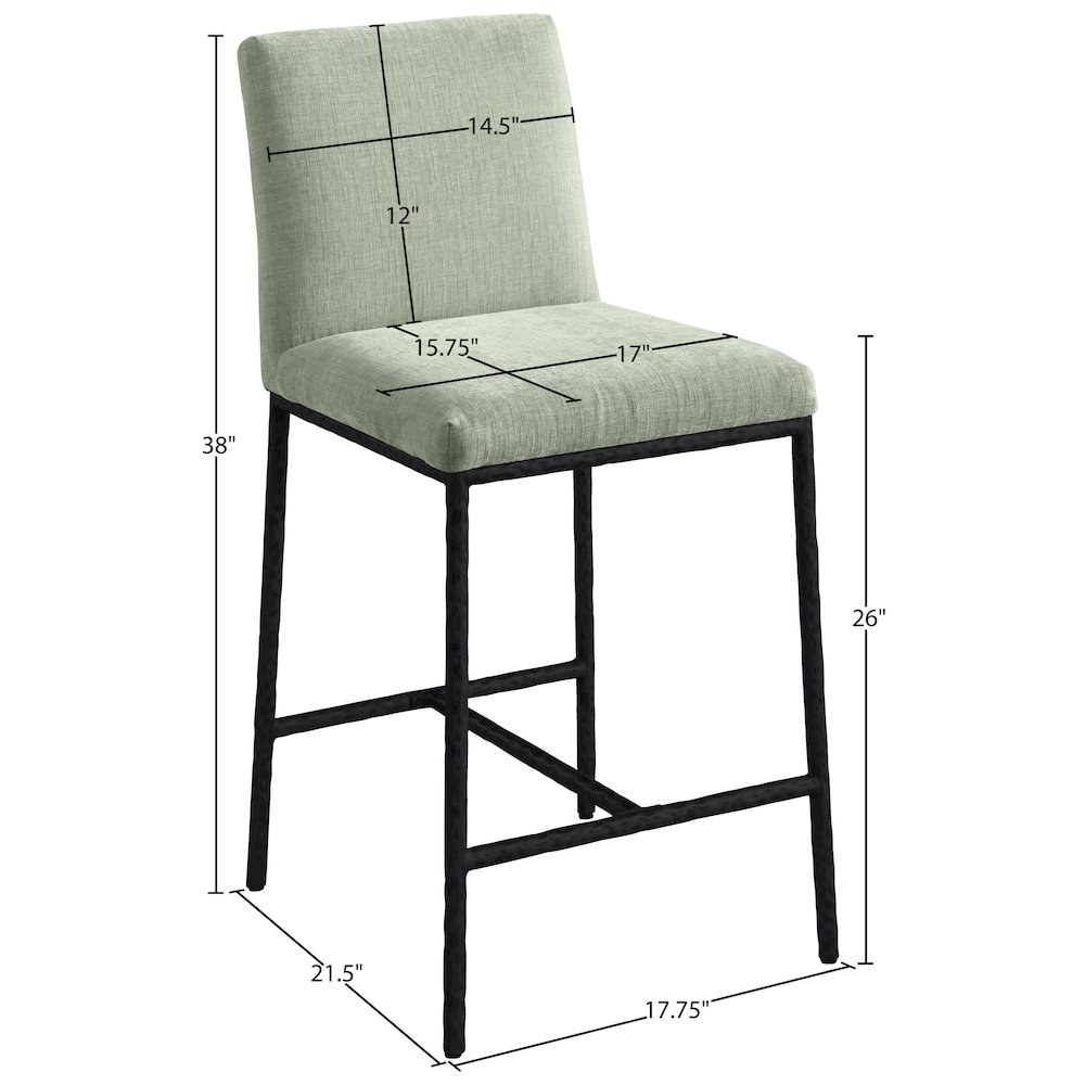 Reeves Mint Chenille Fabric Upholstered Counter Stool, Set of 2. Picture 9