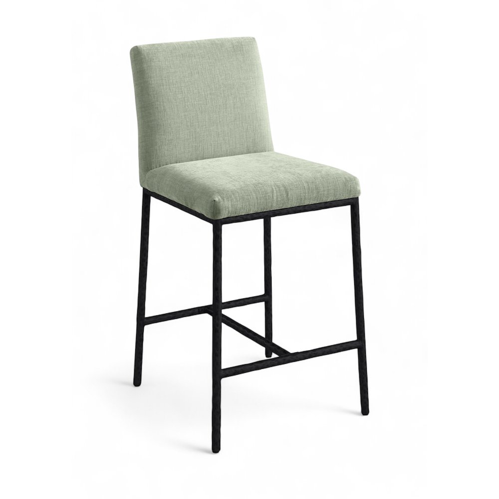 Reeves Mint Chenille Fabric Upholstered Counter Stool, Set of 2. Picture 2
