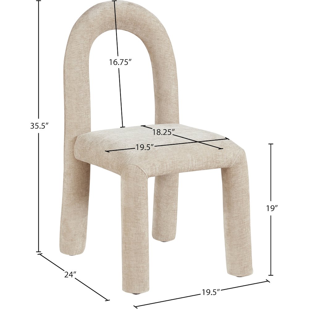 Amari Beige Chenille Fabric Dining Chair, Set of 2. Picture 8
