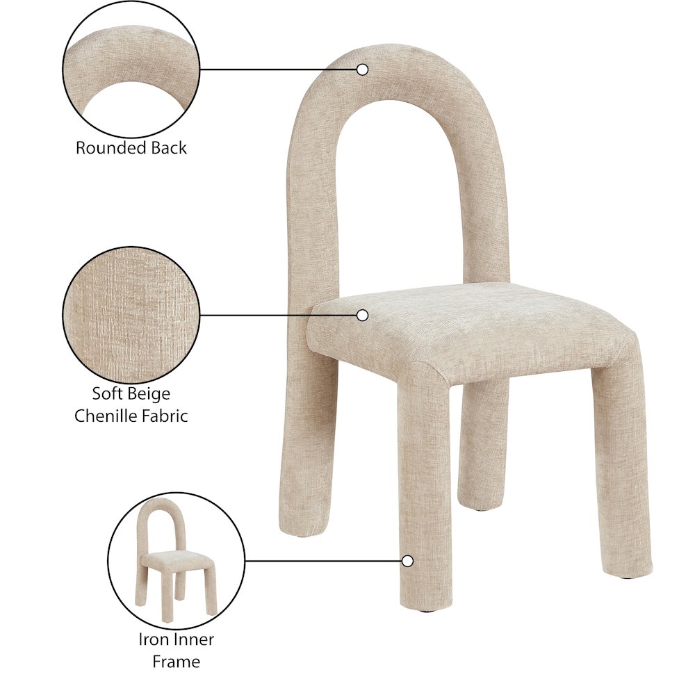 Amari Beige Chenille Fabric Dining Chair, Set of 2. Picture 9