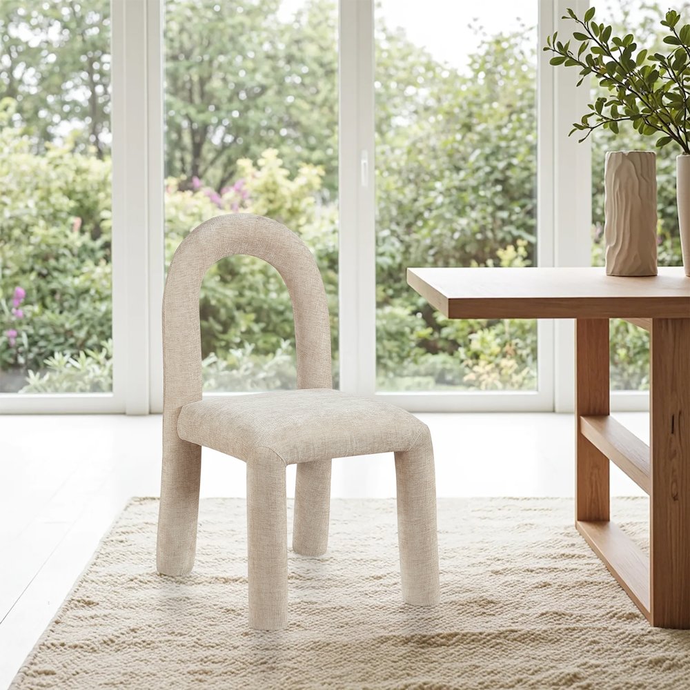 Amari Beige Chenille Fabric Dining Chair, Set of 2. Picture 2