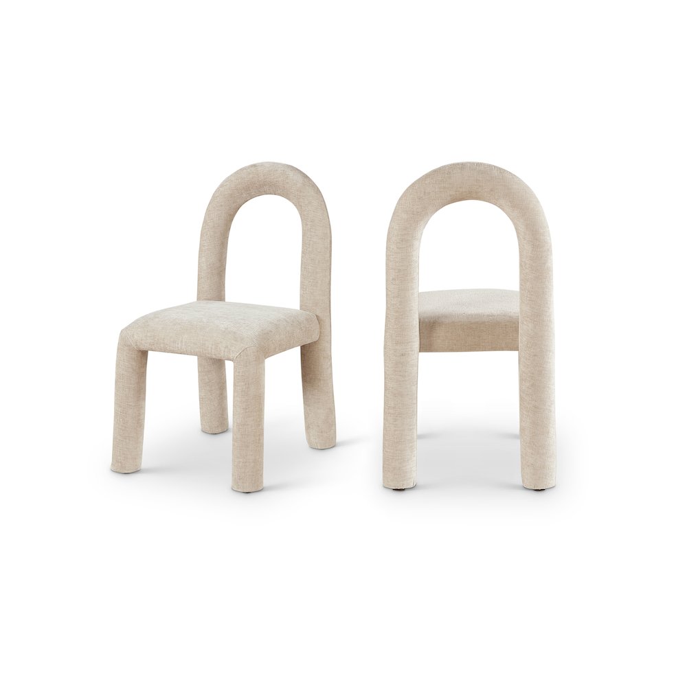 Amari Beige Chenille Fabric Dining Chair, Set of 2. Picture 1