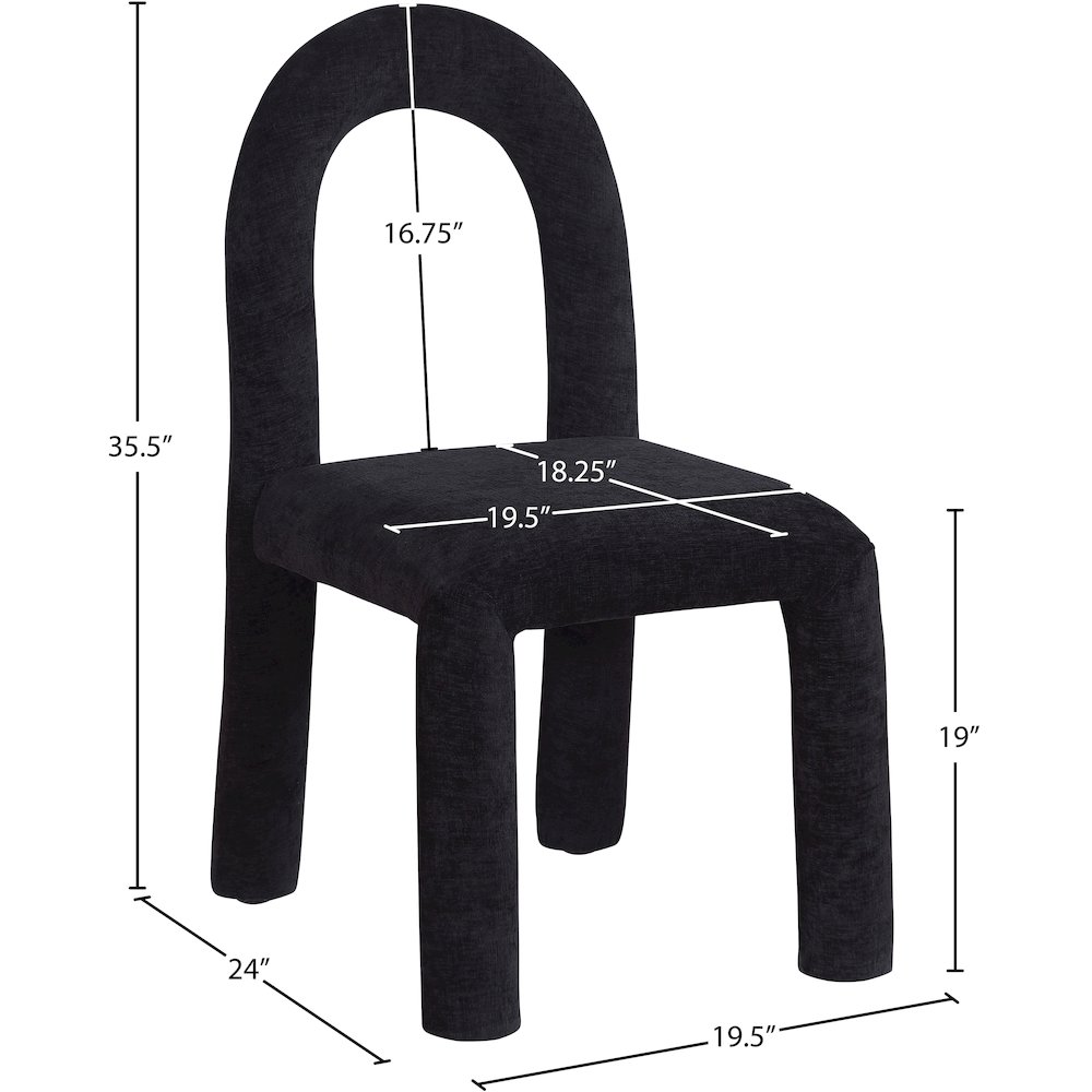 Amari Black Chenille Fabric Dining Chair, Set of 2. Picture 8