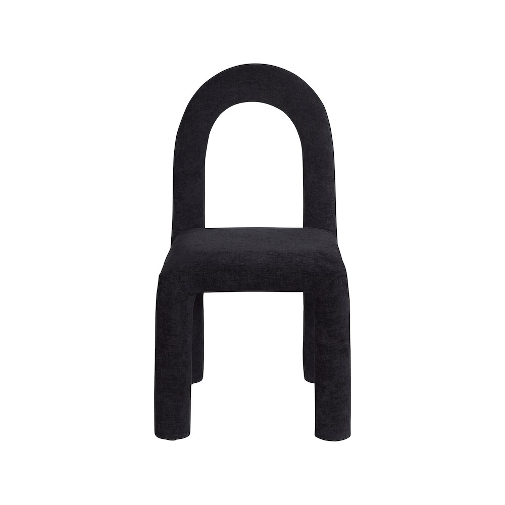 Amari Black Chenille Fabric Dining Chair, Set of 2. Picture 3