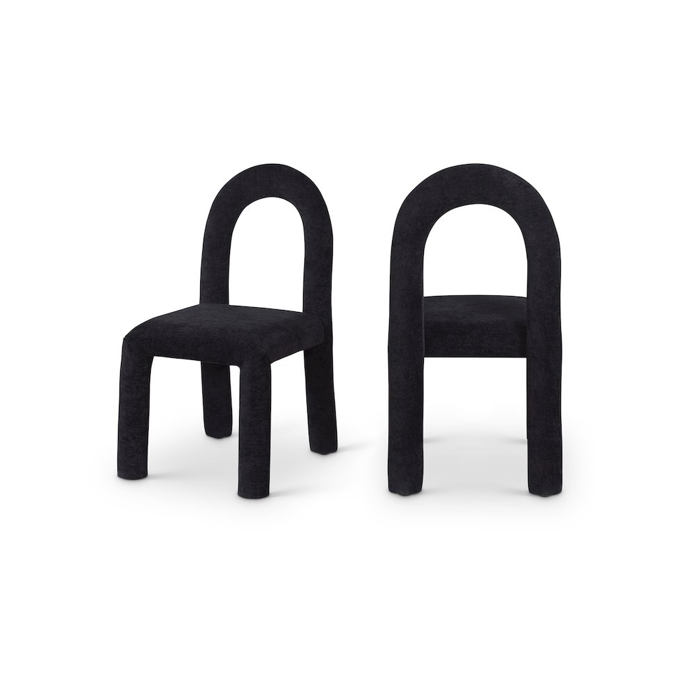 Amari Black Chenille Fabric Dining Chair, Set of 2. Picture 1