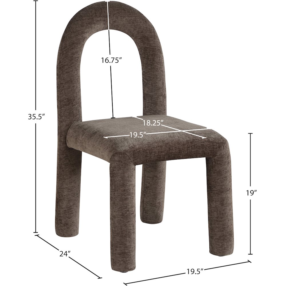 Amari Brown Chenille Fabric Dining Chair, Set of 2. Picture 8