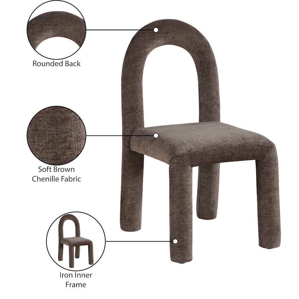 Amari Brown Chenille Fabric Dining Chair, Set of 2. Picture 9