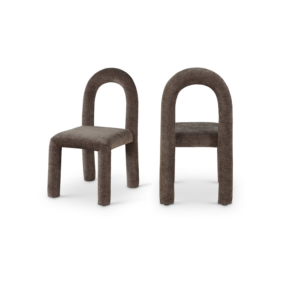 Amari Brown Chenille Fabric Dining Chair, Set of 2. Picture 1