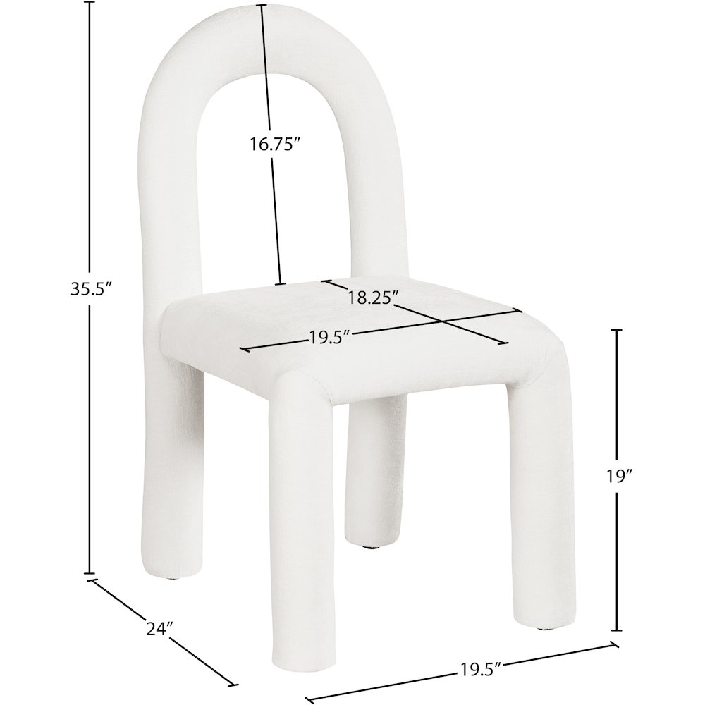 Amari Cream Chenille Fabric Dining Chair, Set of 2. Picture 8