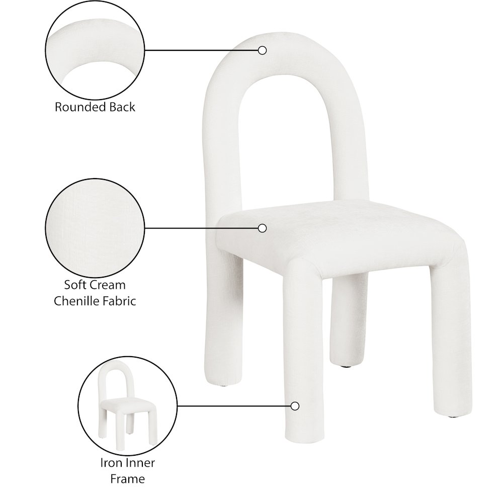 Amari Cream Chenille Fabric Dining Chair, Set of 2. Picture 9