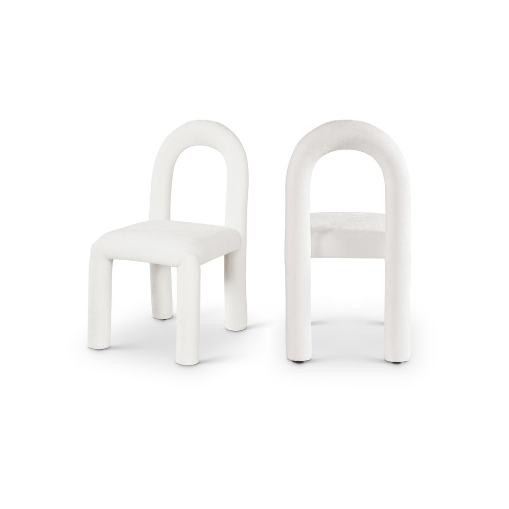 Amari Cream Chenille Fabric Dining Chair, Set of 2. Picture 1