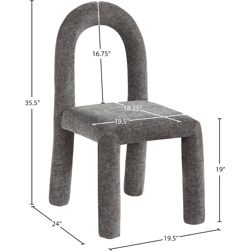 Amari Grey Chenille Fabric Dining Chair, Set of 2. Picture 8