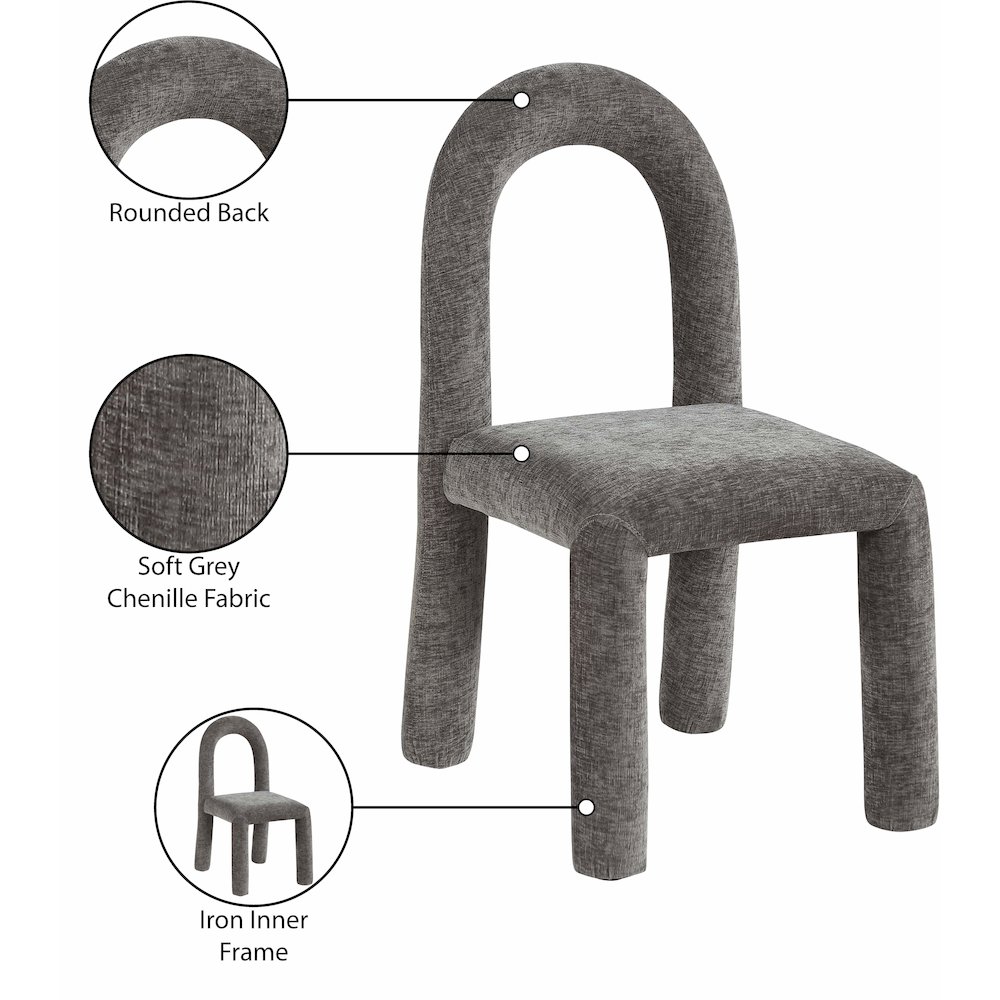 Amari Grey Chenille Fabric Dining Chair, Set of 2. Picture 9