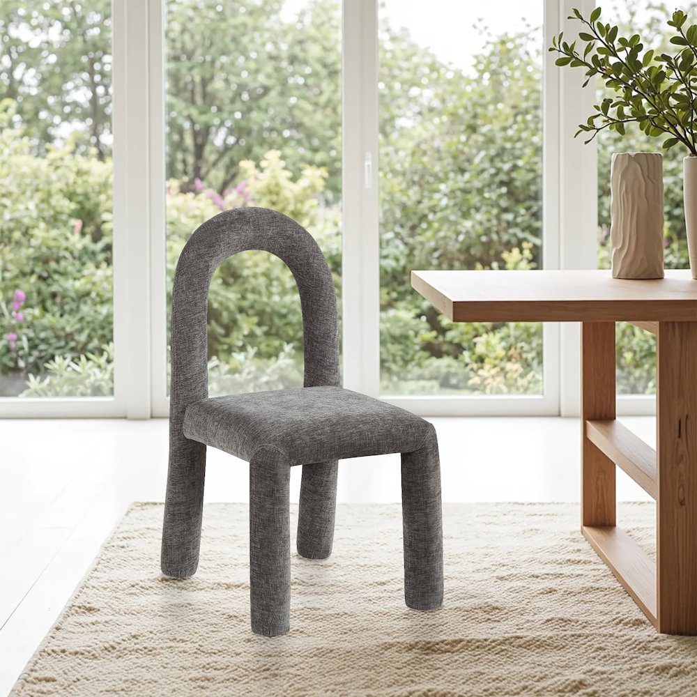 Amari Grey Chenille Fabric Dining Chair, Set of 2. Picture 2