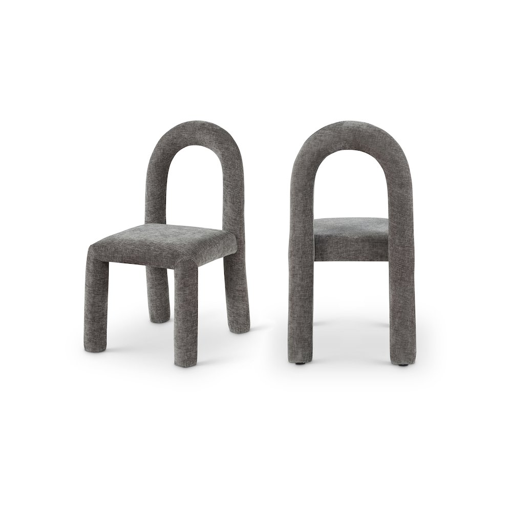 Amari Grey Chenille Fabric Dining Chair, Set of 2. Picture 1
