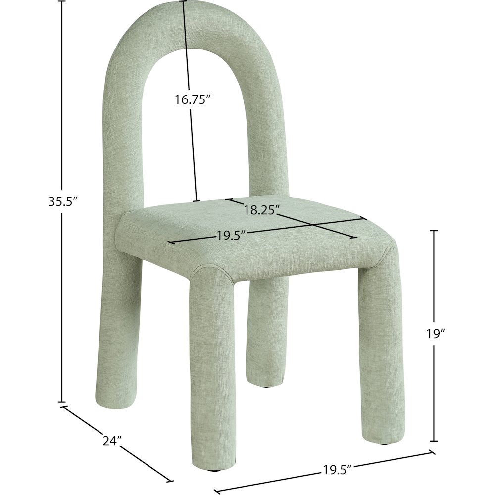 Amari Mint Chenille Fabric Dining Chair, Set of 2. Picture 8