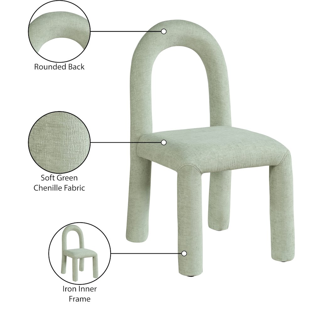 Amari Mint Chenille Fabric Dining Chair, Set of 2. Picture 9