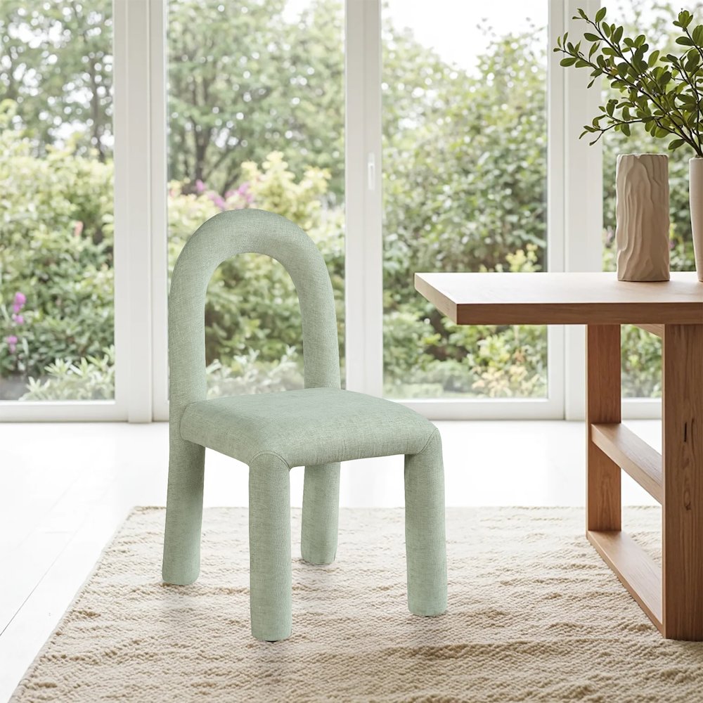 Amari Mint Chenille Fabric Dining Chair, Set of 2. Picture 2