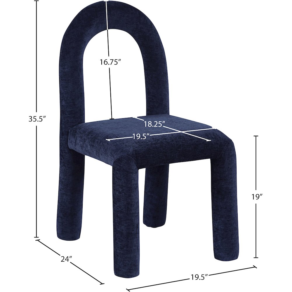 Amari Navy Chenille Fabric Dining Chair, Set of 2. Picture 8