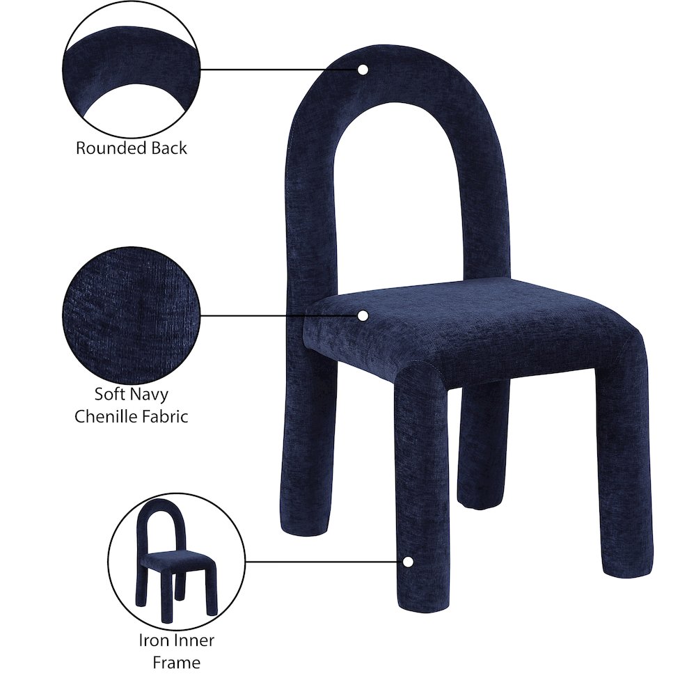 Amari Navy Chenille Fabric Dining Chair, Set of 2. Picture 9