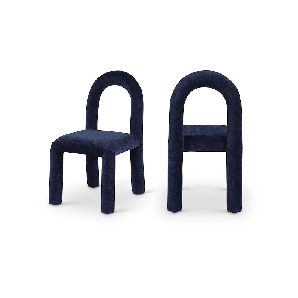 Amari Navy Chenille Fabric Dining Chair, Set of 2. Picture 1
