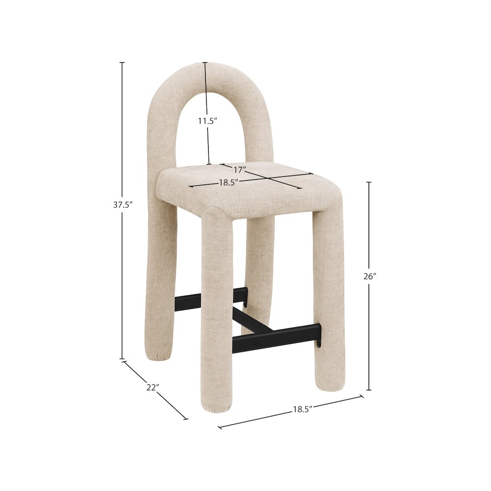 Amari Beige Chenille Fabric Stool. Picture 8