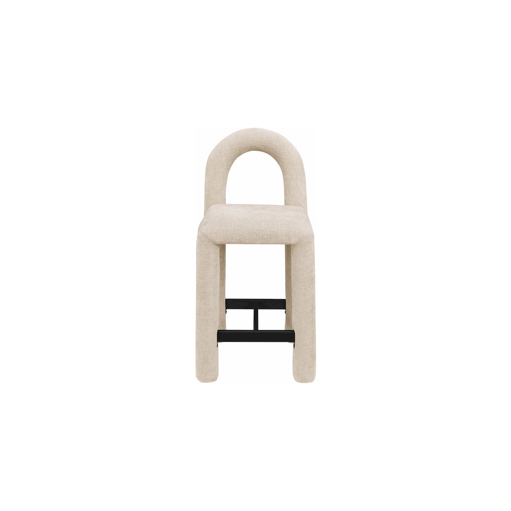 Amari Beige Chenille Fabric Stool. Picture 3