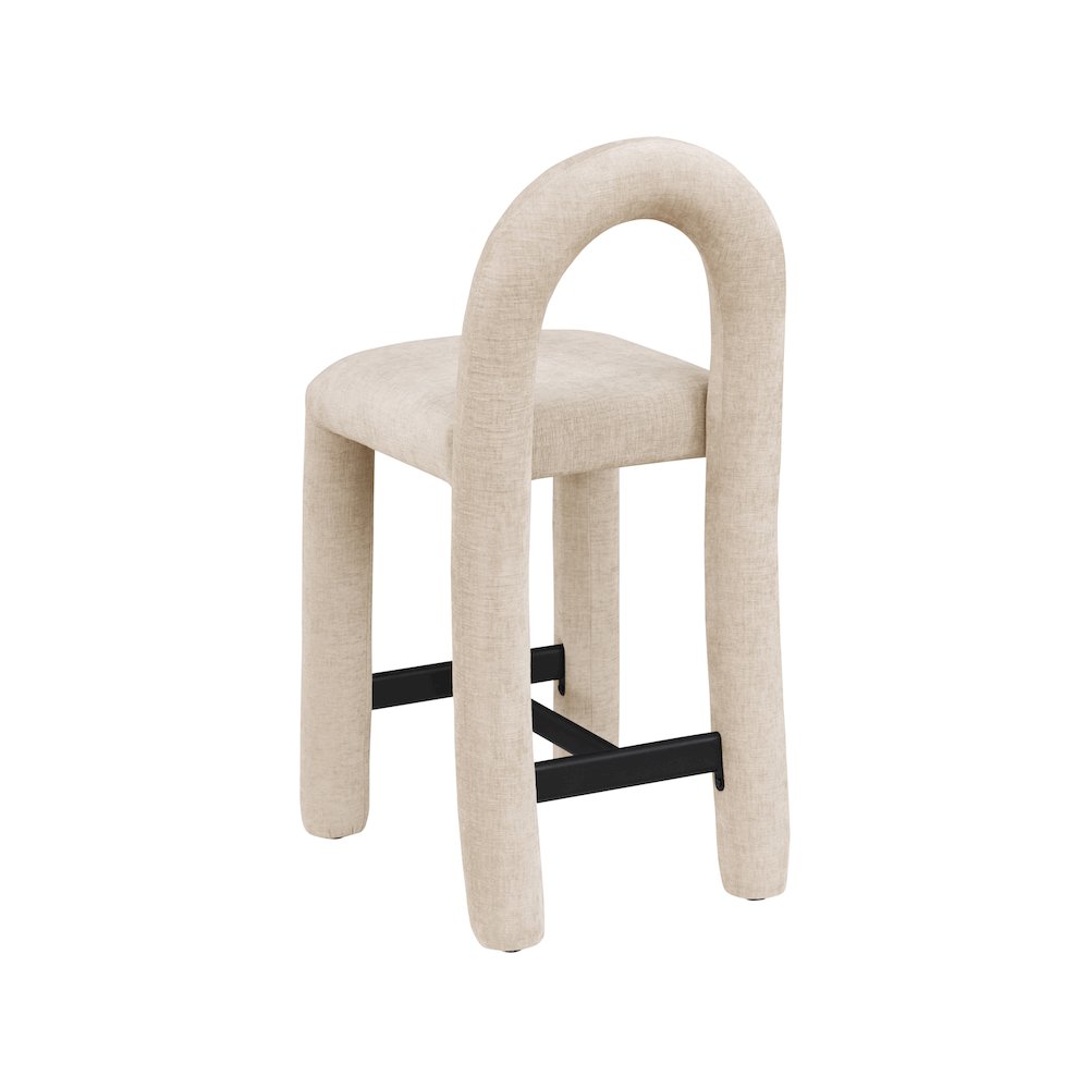 Amari Beige Chenille Fabric Stool. Picture 6