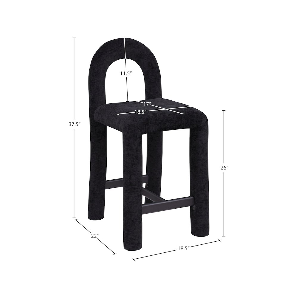Amari Black Chenille Fabric Stool. Picture 8