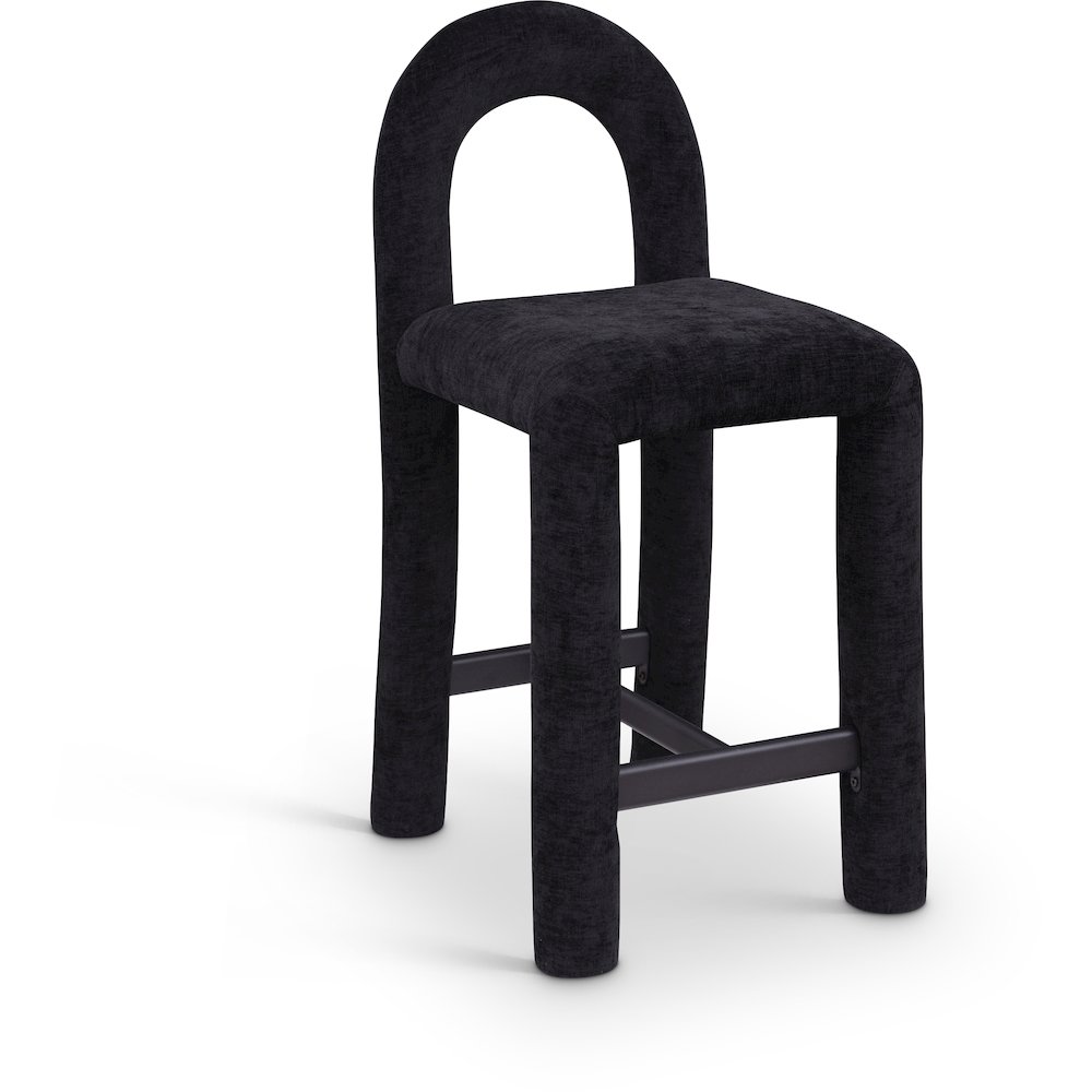 Amari Black Chenille Fabric Stool. Picture 1