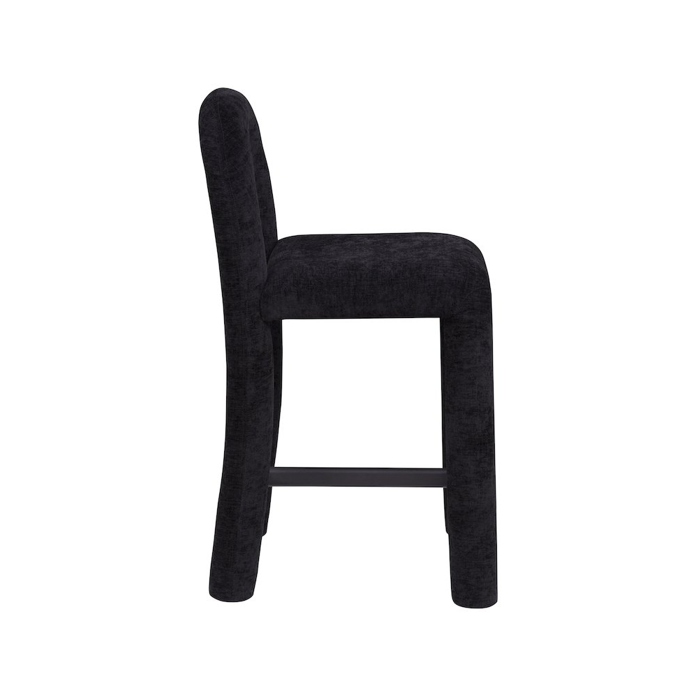 Amari Black Chenille Fabric Stool. Picture 4