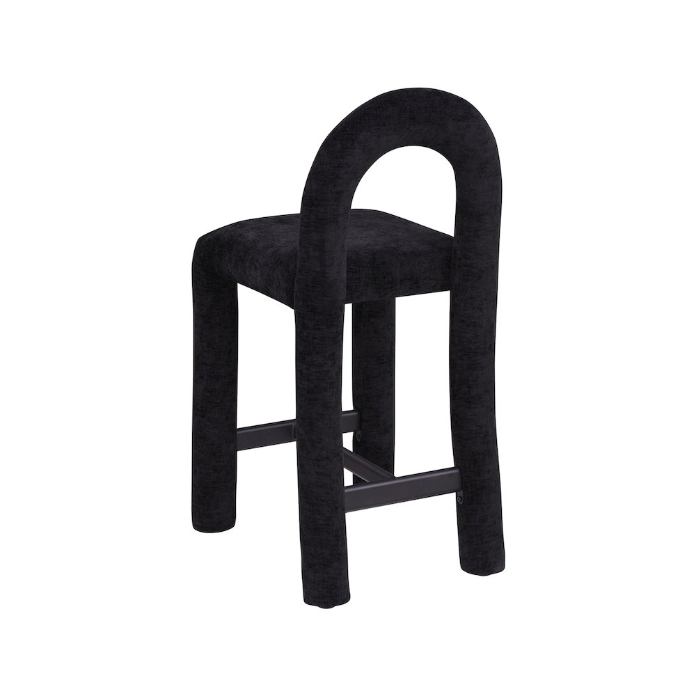 Amari Black Chenille Fabric Stool. Picture 6