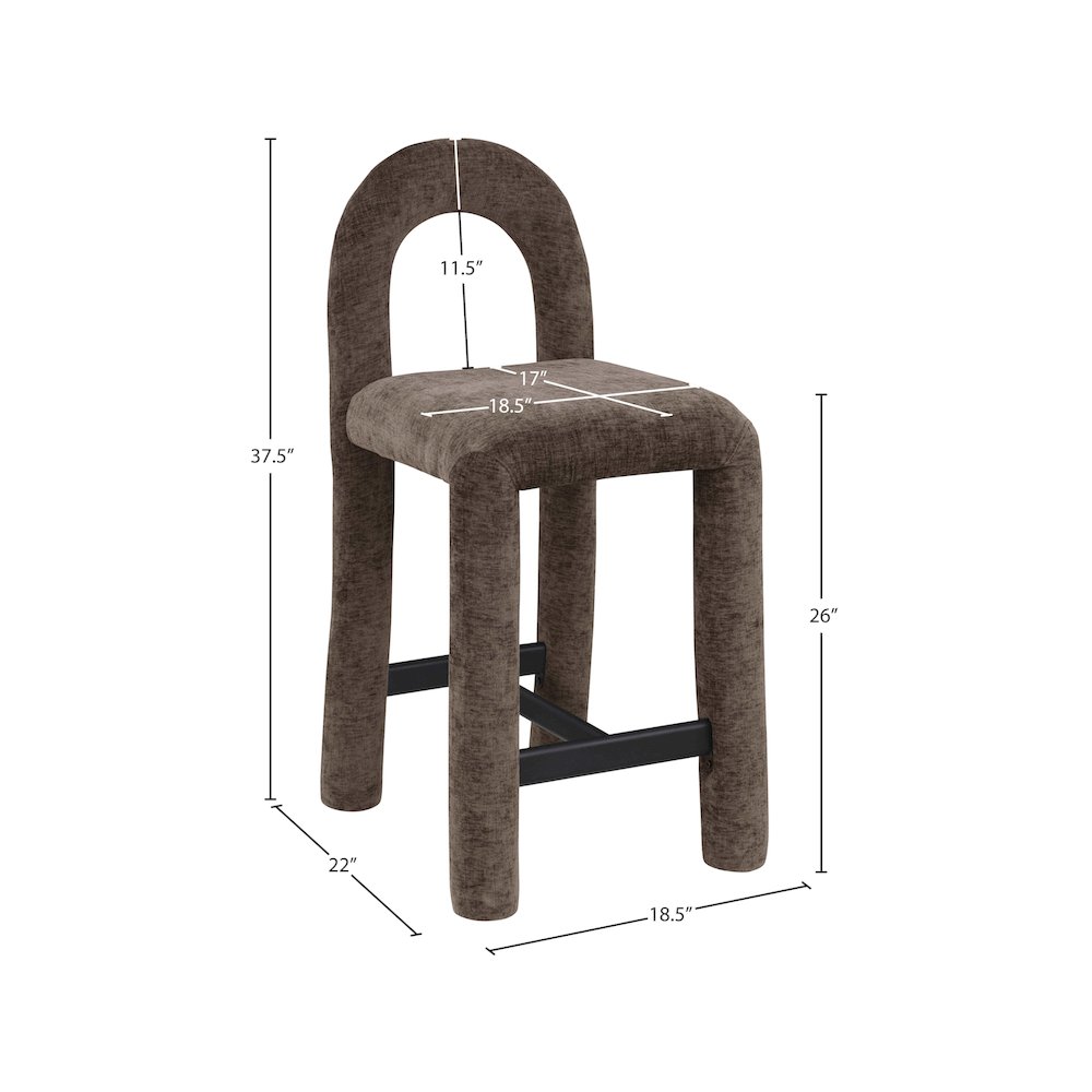 Amari Brown Chenille Fabric Stool. Picture 8