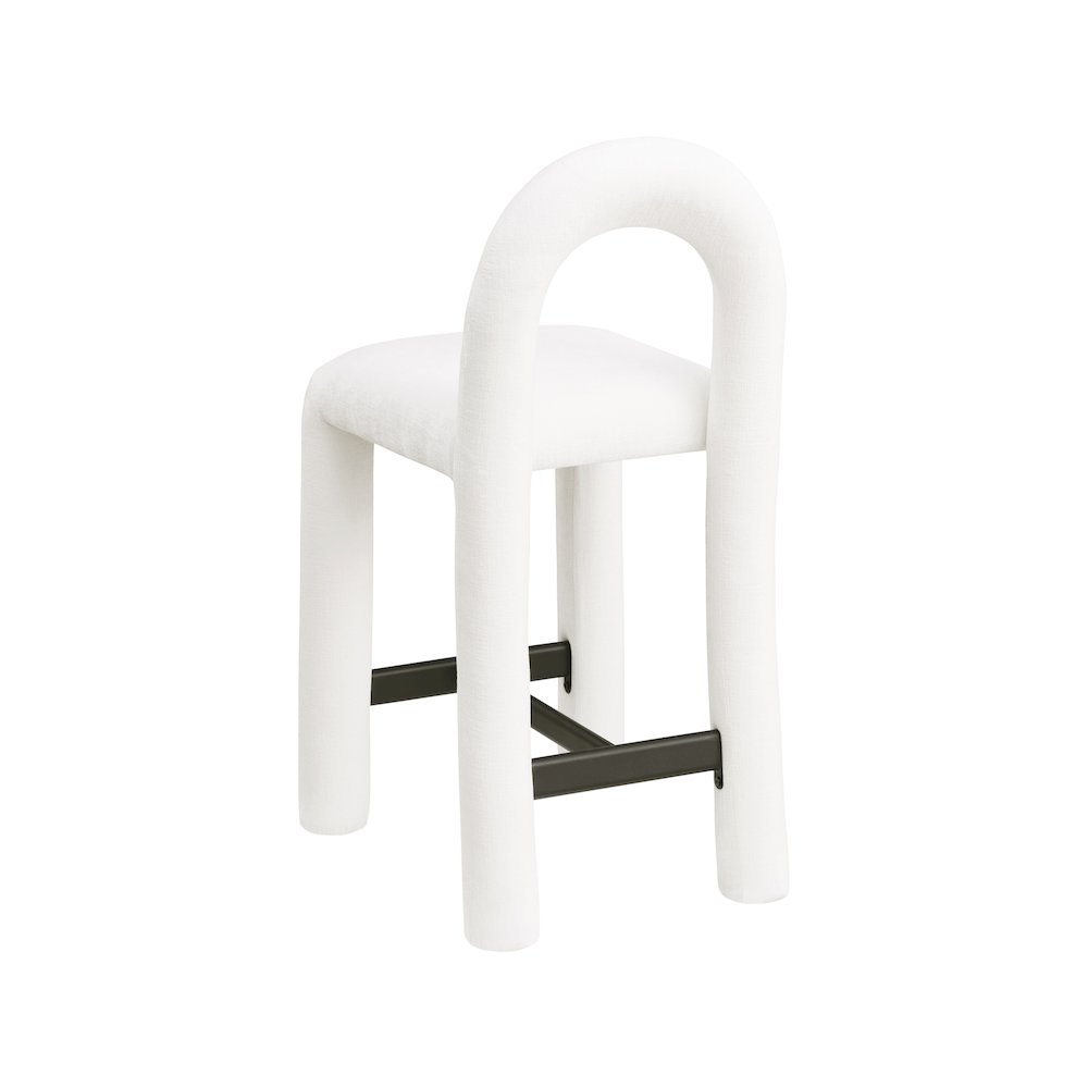 Amari Cream Chenille Fabric Stool. Picture 6