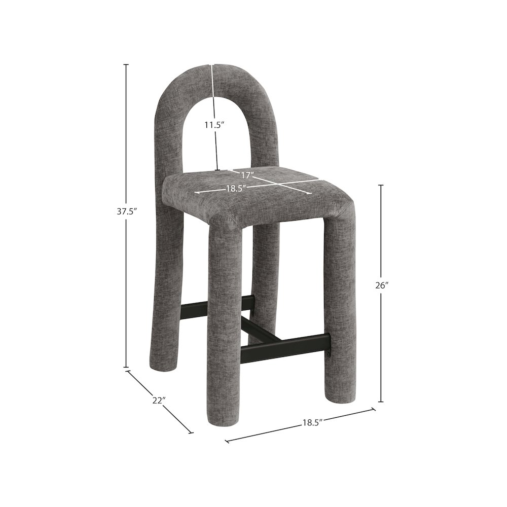 Amari Grey Chenille Fabric Stool. Picture 8